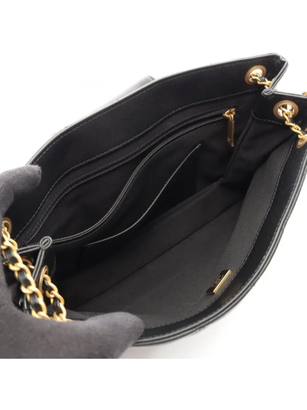 Chanel Shoulder Bag Quilted Flap Black Lambskin Chain